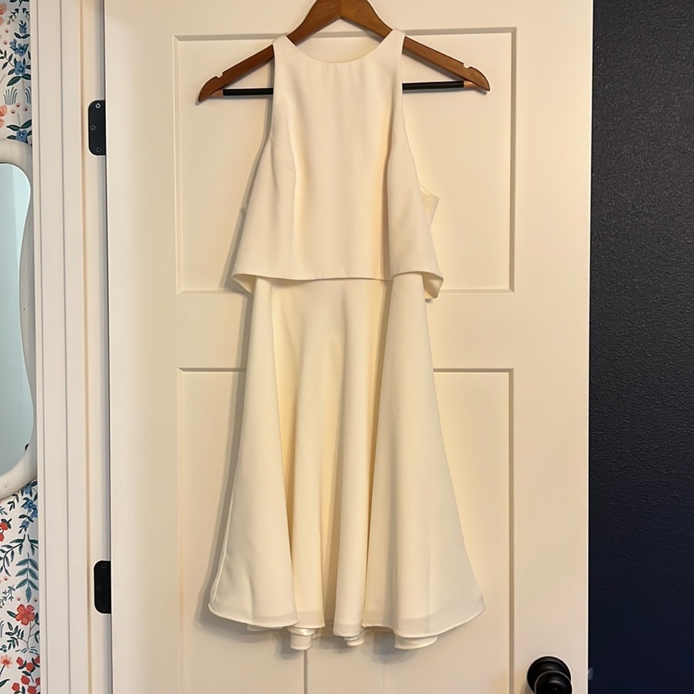 Jill Jill Stuart White High Neck Open Back Short Dress